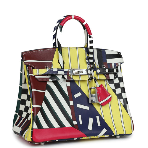 Hermes "One Two Three and Away We Go" Birkin 25 Multicolor Swift Palladium Hardware