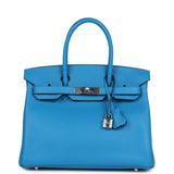 Hermes Birkin 30 Bleu Zanzibar Clemence Palladium Hardware