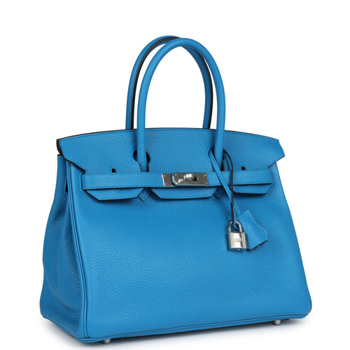 Hermes Birkin 30 Bleu Zanzibar Clemence Palladium Hardware
