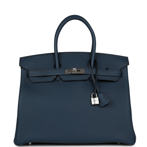 Hermes Birkin 35 Bleu De Prusse Togo Palladium Hardware