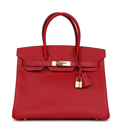 Pre-owned Hermes Birkin 30 Rouge Casaque Epsom Gold Hardware