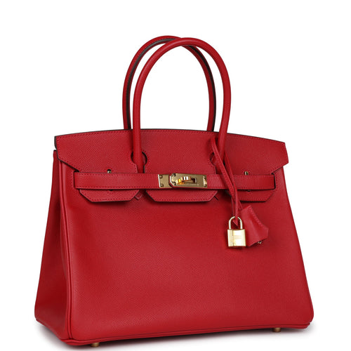 Pre-owned Hermes Birkin 30 Rouge Casaque Epsom Gold Hardware