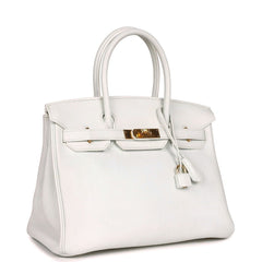 Hermes Birkin 30 White Clemence Gold Hardware