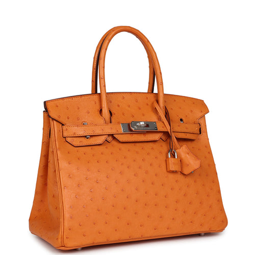Hermes Birkin 30 Abricot Ostrich Palladium Hardware