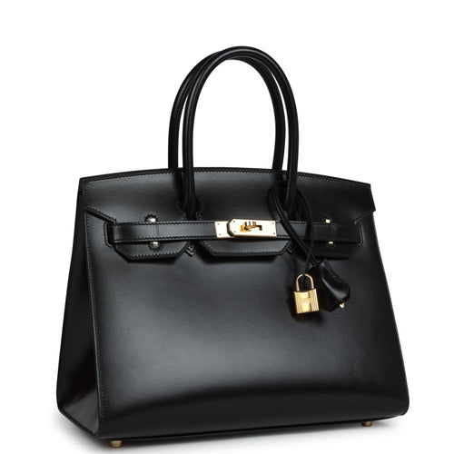 Hermes Birkin Sellier 30 Black Box Gold Hardware