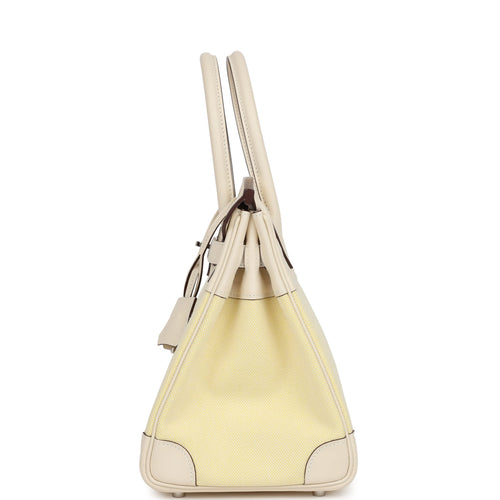 Hermes Birkin 30 Nata Swift and Jaune Poussin Toile H Canvas Palladium Hardware