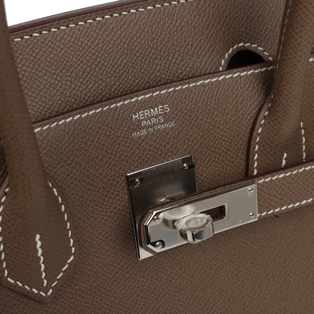 Hermes Birkin Sellier 30 Etoupe Epsom Palladium Hardware