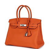 Pre-owned Hermes Birkin 30 Orange H Togo Palladium Hardware