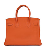 Pre-owned Hermes Birkin 30 Orange H Togo Palladium Hardware