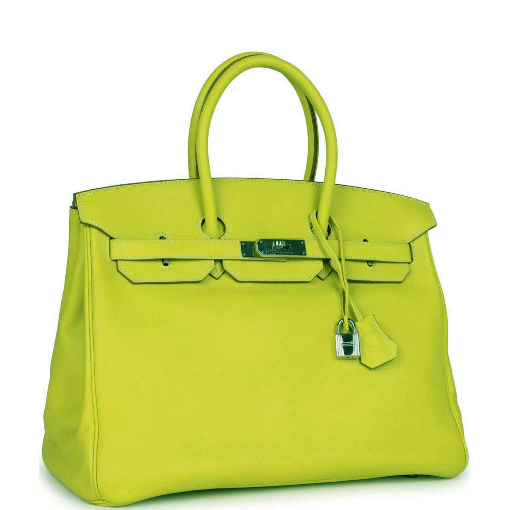 Hermes Kelly 35 Lime Candy Epsom Lichen With Palladium Hardware Preowned