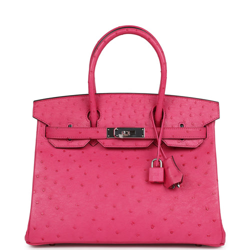 Hermes Birkin 30 Rose Tyrien Ostrich Palladium Hardware