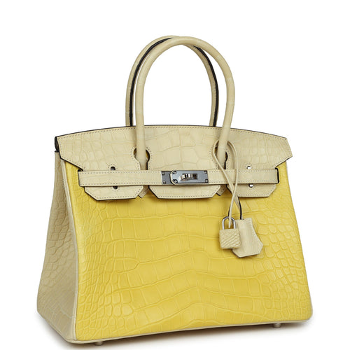 Hermes Birkin 30 Vanille and Mimosa Matte Alligator Palladium Hardware
