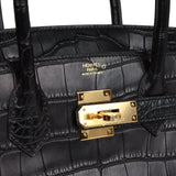 Hermes Birkin 30 Black Matte Alligator Gold Hardware