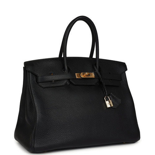 Pre-owned Hermes Birkin 35 Black Togo Gold Hardware