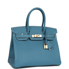 Hermes Birkin 30 Blue Jean Epsom Gold Hardware