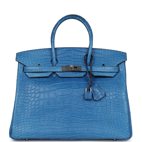 Hermes Birkin 35 Mykonos Matte Alligator Palladium Hardware