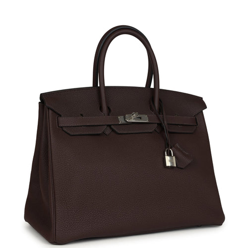 Hermes Birkin 35 Chocolate Togo Palladium Hardware