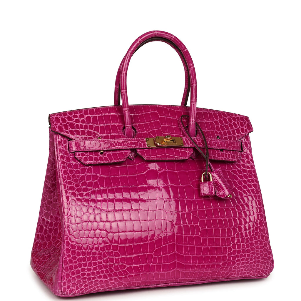 Hermes Birkin 35 Rose Scheherazade Shiny Porosus Crocodile Gold Hardware Pink Never worn Exotic