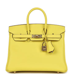 Hermes Special Order (HSS) Birkin 25 Lime Verso Clemence Permabrass Hardware
