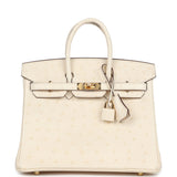 Hermes Birkin 25 Nata Ostrich Gold Hardware