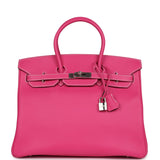 Pre-owned Hermes Birkin 35 Rose Tyrien Candy Epsom Palladium Hardware