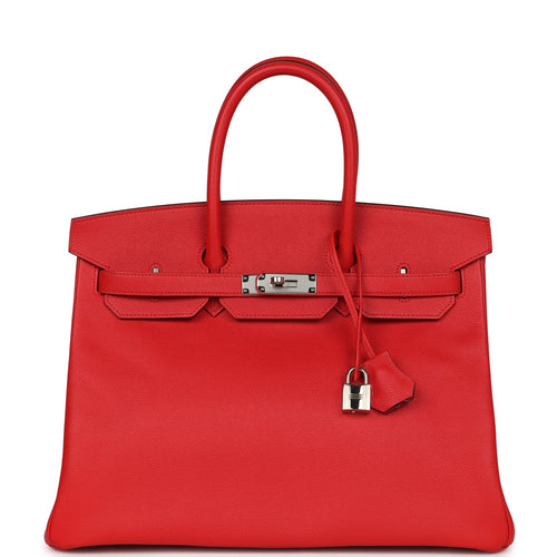 Pre-owned Hermes Birkin 35 Rouge Tomate Epsom Palladium Hardware