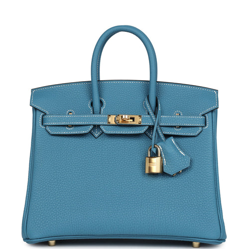 Hermes Birkin 25 Blue Jean Togo Gold Hardware