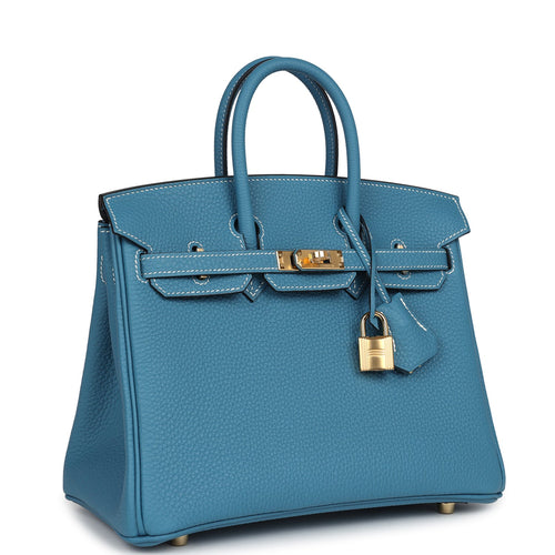 Hermes Birkin 25 Blue Jean Togo Gold Hardware