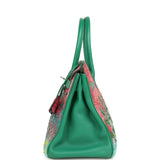 Custom "Paradise" Swarovski Crystal Hermes Birkin 30 Vert Vertigo Togo Palladium Hardware