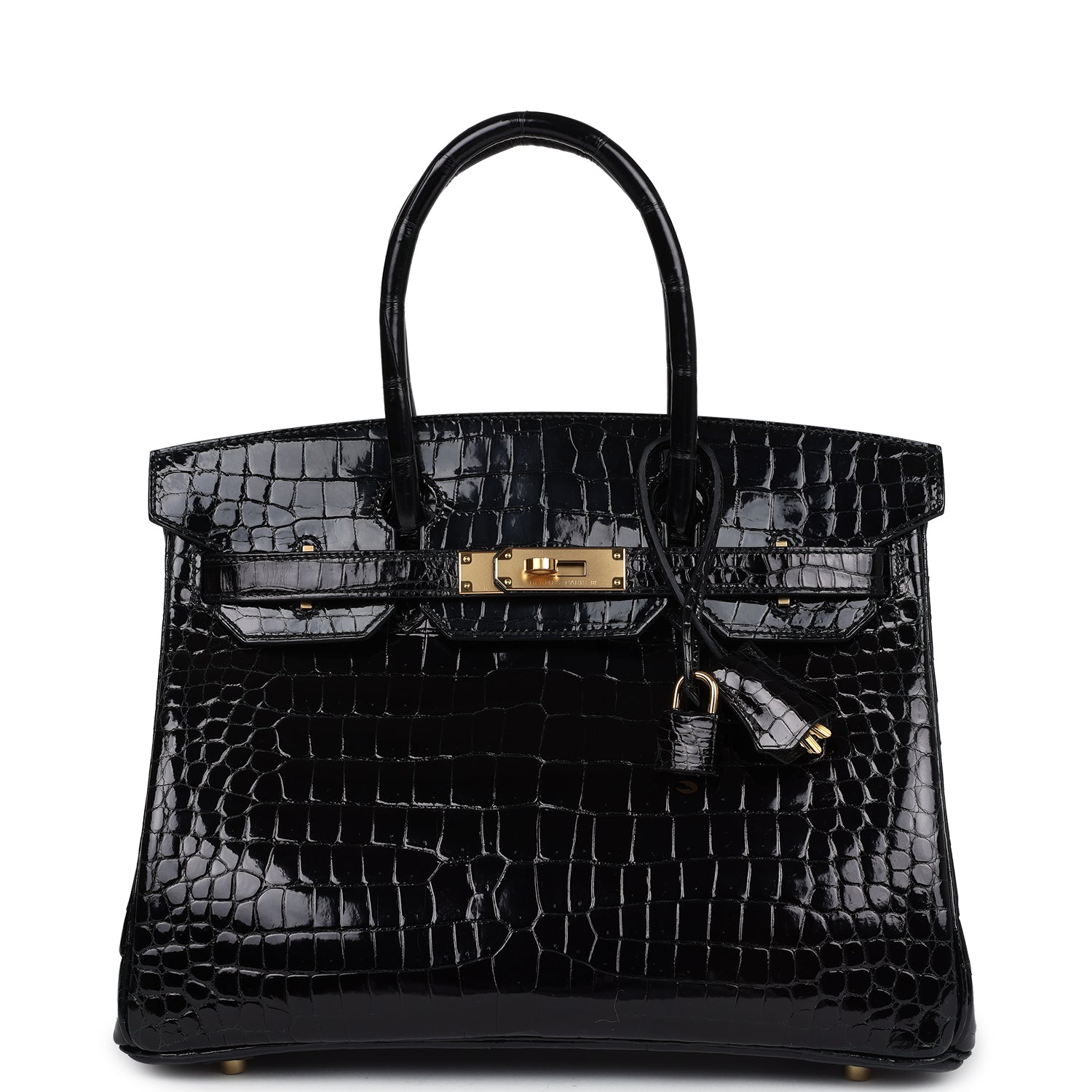 Hermes Birkin 30 Black Shiny Porosus Crocodile Gold Hardware – Madison ...