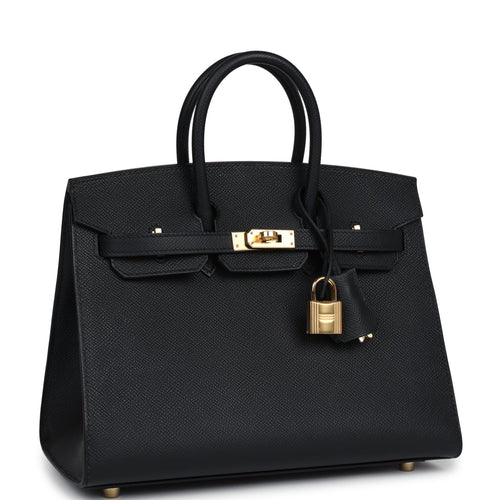 Hermes Birkin Sellier 25 Black Epsom Gold Hardware