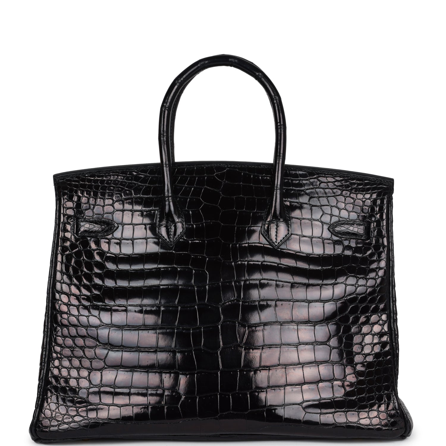 Pre-owned Hermes Birkin 35 Black Shiny Porosus Crocodile Gold Hardware ...