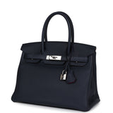 Pre-owned Hermes Birkin 30 Bleu Nuit Verso Clemence Palladium Hardware