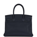 Pre-owned Hermes Birkin 30 Bleu Nuit Verso Clemence Palladium Hardware