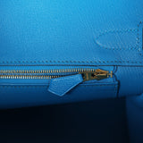 Pre-owned Hermes Birkin 30 Bleu Zanzibar Epsom Gold Hardware