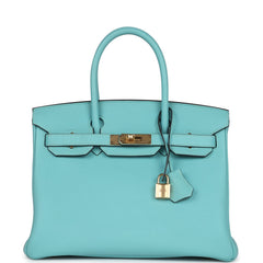 Hermes Birkin 30 Bleu Atoll Togo Gold Hardware