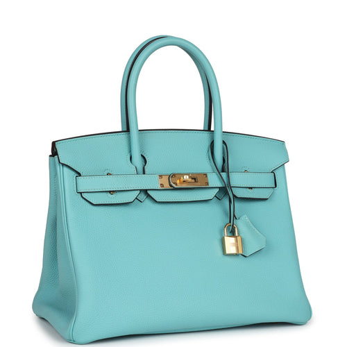 Hermes Birkin 30 Bleu Atoll Togo Gold Hardware