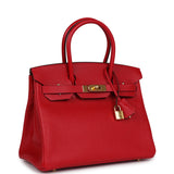 Pre-owned Hermes Birkin 30 Rouge Casaque Epsom Gold Hardware