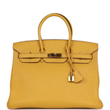 Pre-owned Hermes Birkin 35 Soleil Togo Gold Hardware