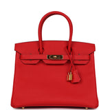 Pre-owned Hermes Birkin 30 Rouge De Coeur Epsom Gold Hardware