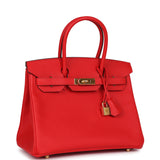 Pre-owned Hermes Birkin 30 Rouge De Coeur Epsom Gold Hardware