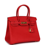 Pre-owned Hermes Birkin 30 Rouge De Coeur Epsom Gold Hardware