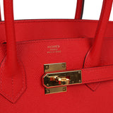 Pre-owned Hermes Birkin 30 Rouge De Coeur Epsom Gold Hardware