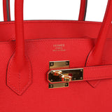 Pre-owned Hermes Birkin 30 Rouge De Coeur Epsom Gold Hardware