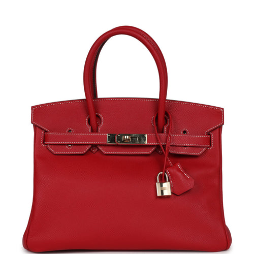 Pre-owned Hermes Birkin 30 Rouge Casaque Candy Epsom Permabrass Hardware
