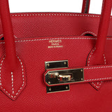Pre-owned Hermes Birkin 30 Rouge Casaque Candy Epsom Permabrass Hardware