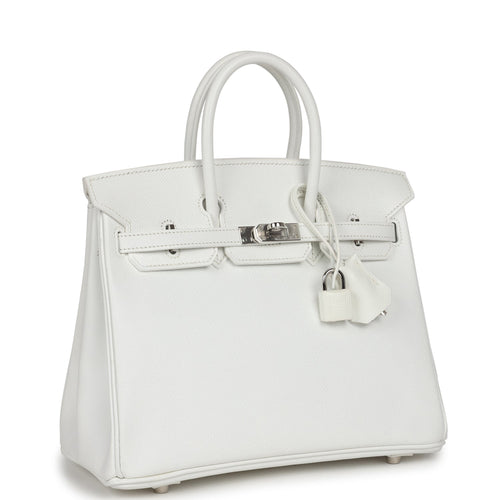 Pre-owned Hermes Birkin 25 White Epsom Palladium Hardware