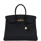 Hermes Birkin 35 Black Togo Gold Hardware