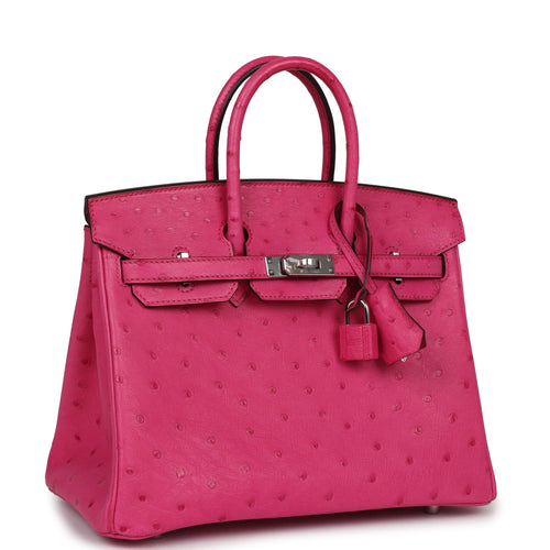 Hermes Birkin 25 Rose Tyrien Ostrich Palladium Hardware