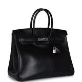 Pre-owned Hermes Birkin 35 Black Box Palladium Hardware